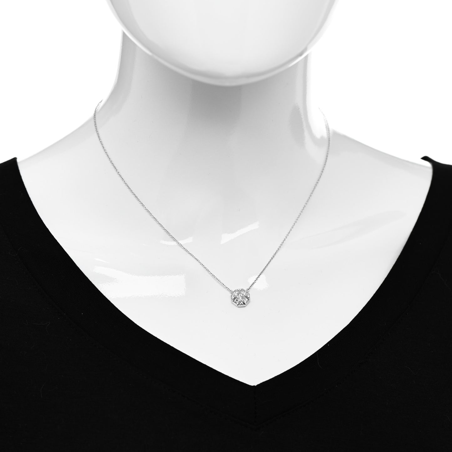 Platinum Diamond Mosaic Pendant Necklace