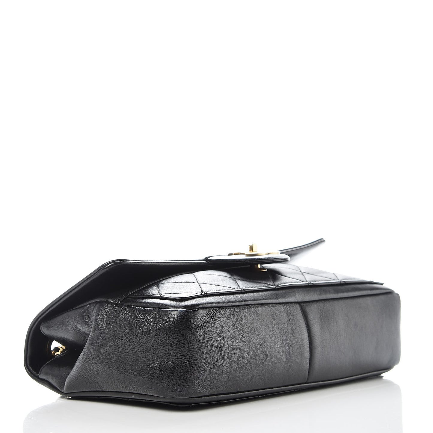 Calfskin Quilted Medium Graphic Flap Bag Black
