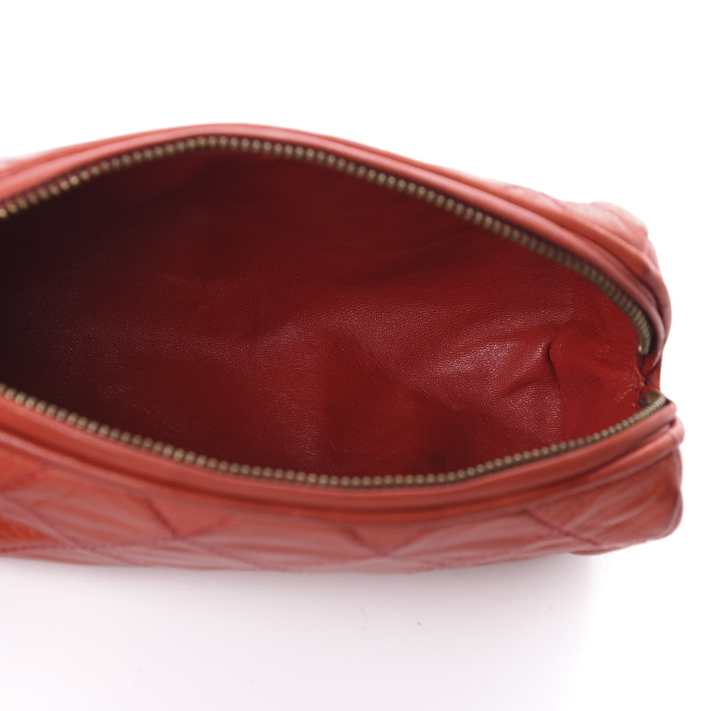 Lambskin Quilted Tassel Pouch Red
