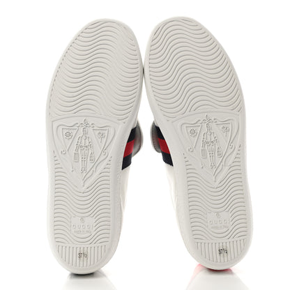 Gucci Calfskin Ayers Blind For Love Embroidered Womens Ace Sneakers 37.5 White 5 of 9