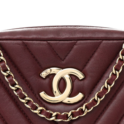 Chanel Lambskin Chevron Quilted Camera Case Burgundy 8 of 10