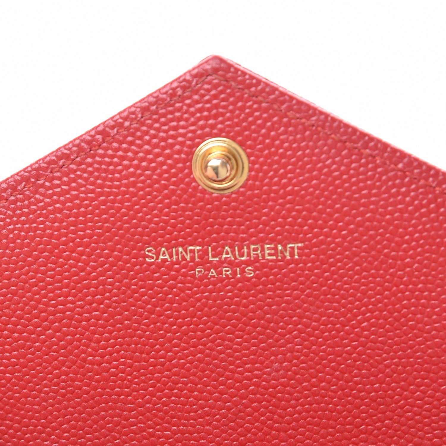 Saint Laurent Grain De Poudre Matelasse Chevron Monogram Envelope Chain Wallet New Red 7 of 9
