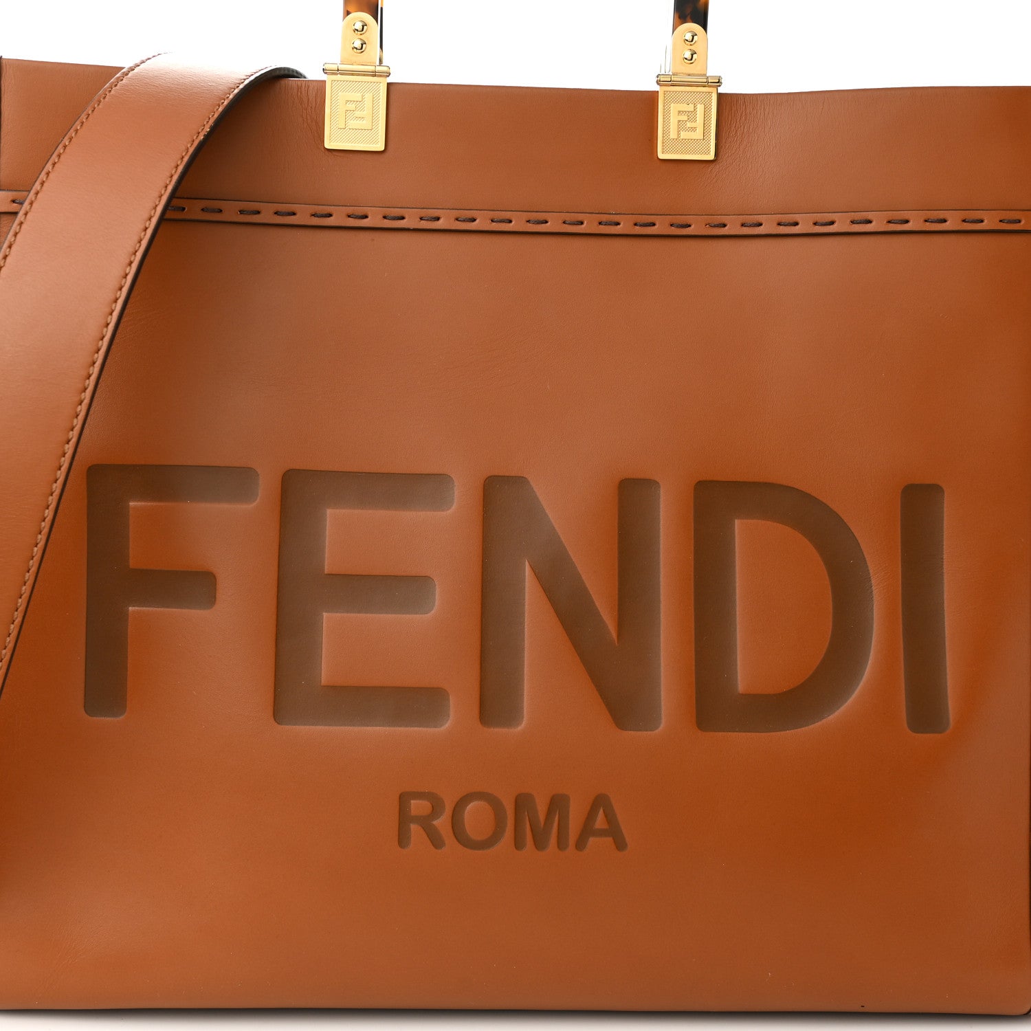 Fendi Vitello King Plexiglass Medium Fendi Sunshine Shopper Tote Cuoio 8 of 11