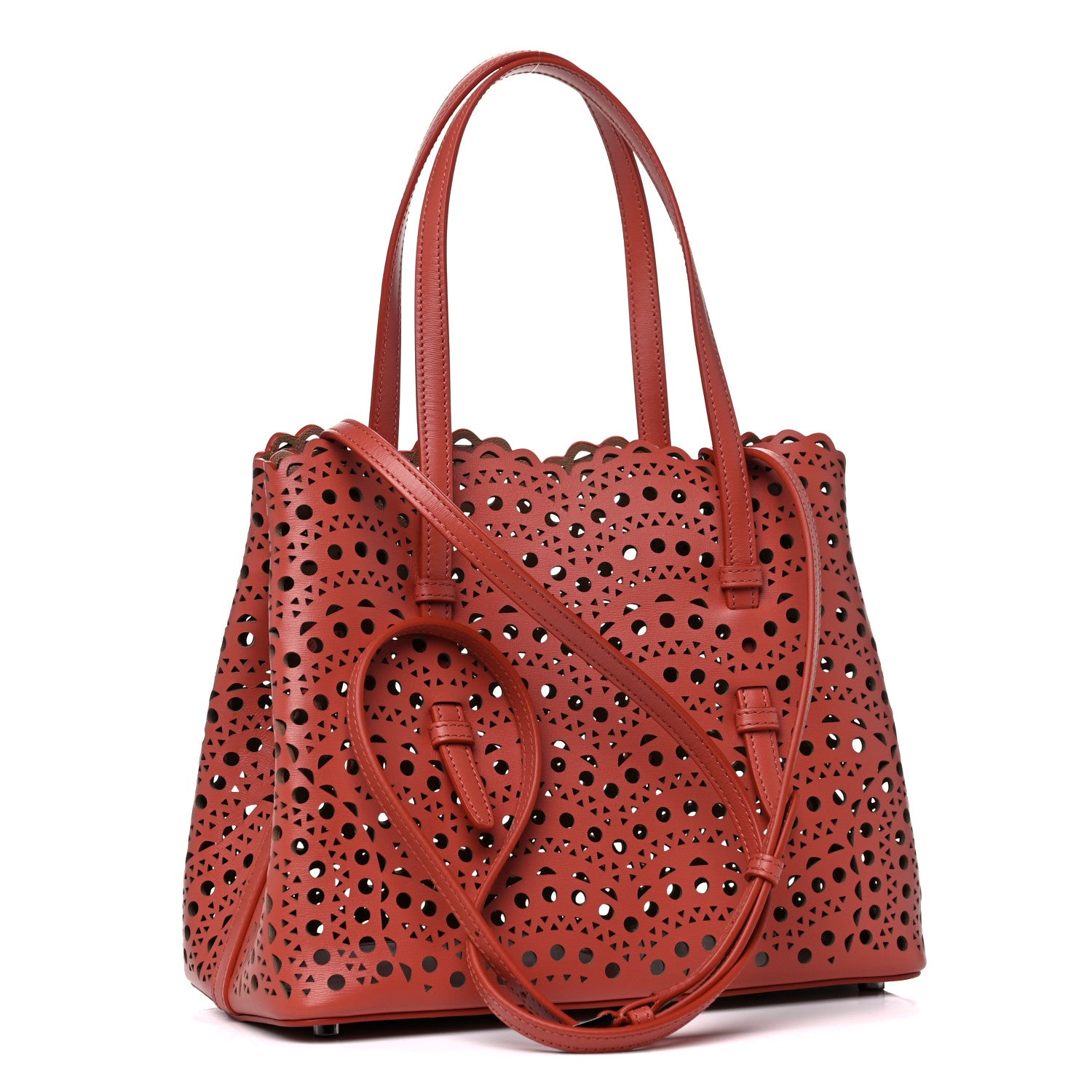Alaia Lux Calfskin Vienne Wave Mina 25 Bag Red 3 of 8