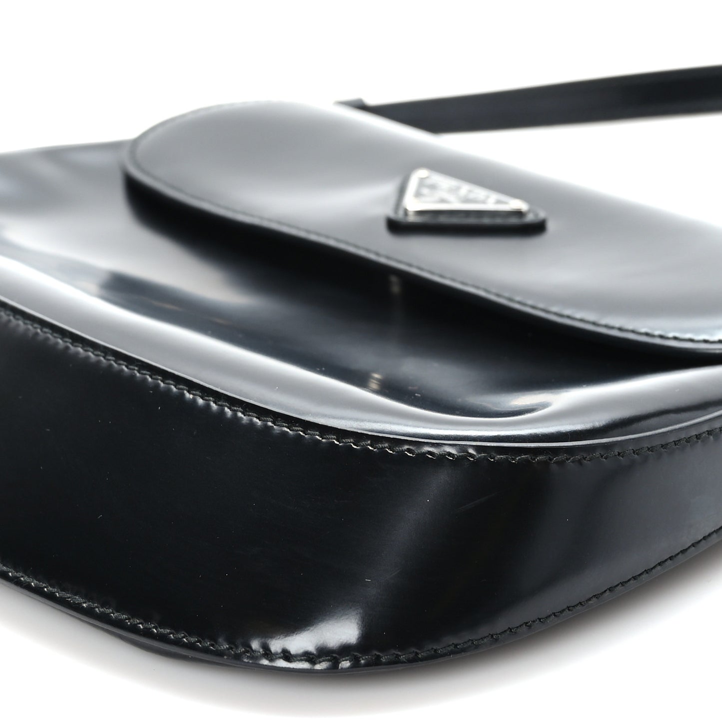 Spazzolato Cleo Flap Shoulder Bag Black