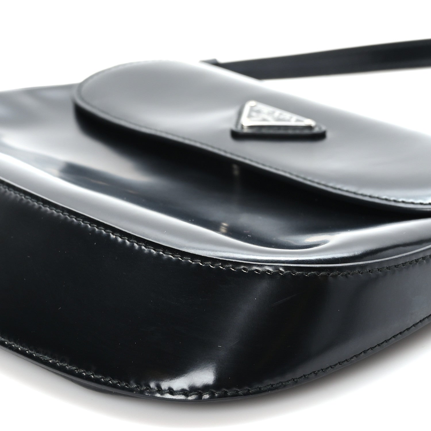 Prada Spazzolato Cleo Flap Shoulder Bag Black 5 of 8