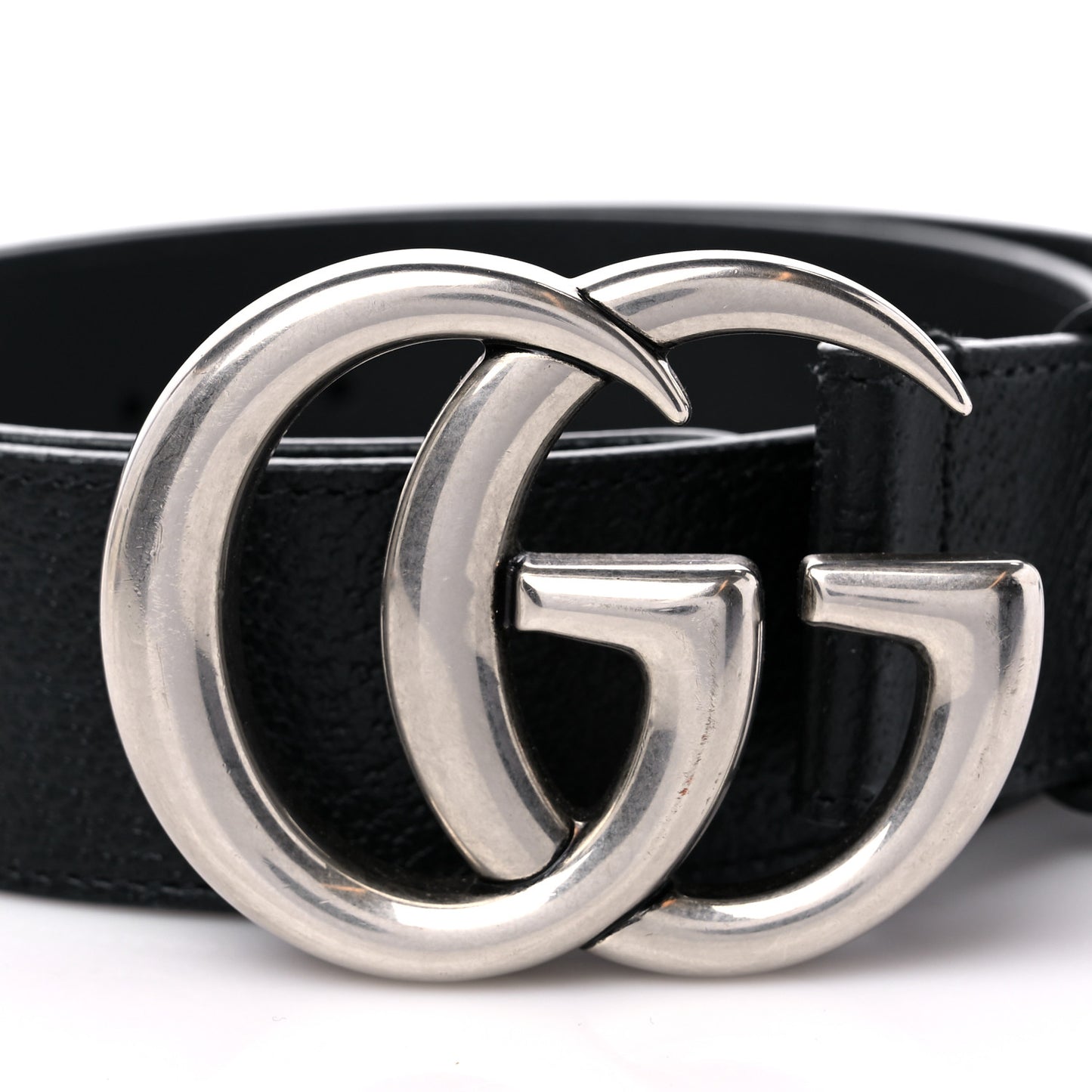 Textured Dollar Calfskin Nickel Double G 40mm Belt 75 30 Black