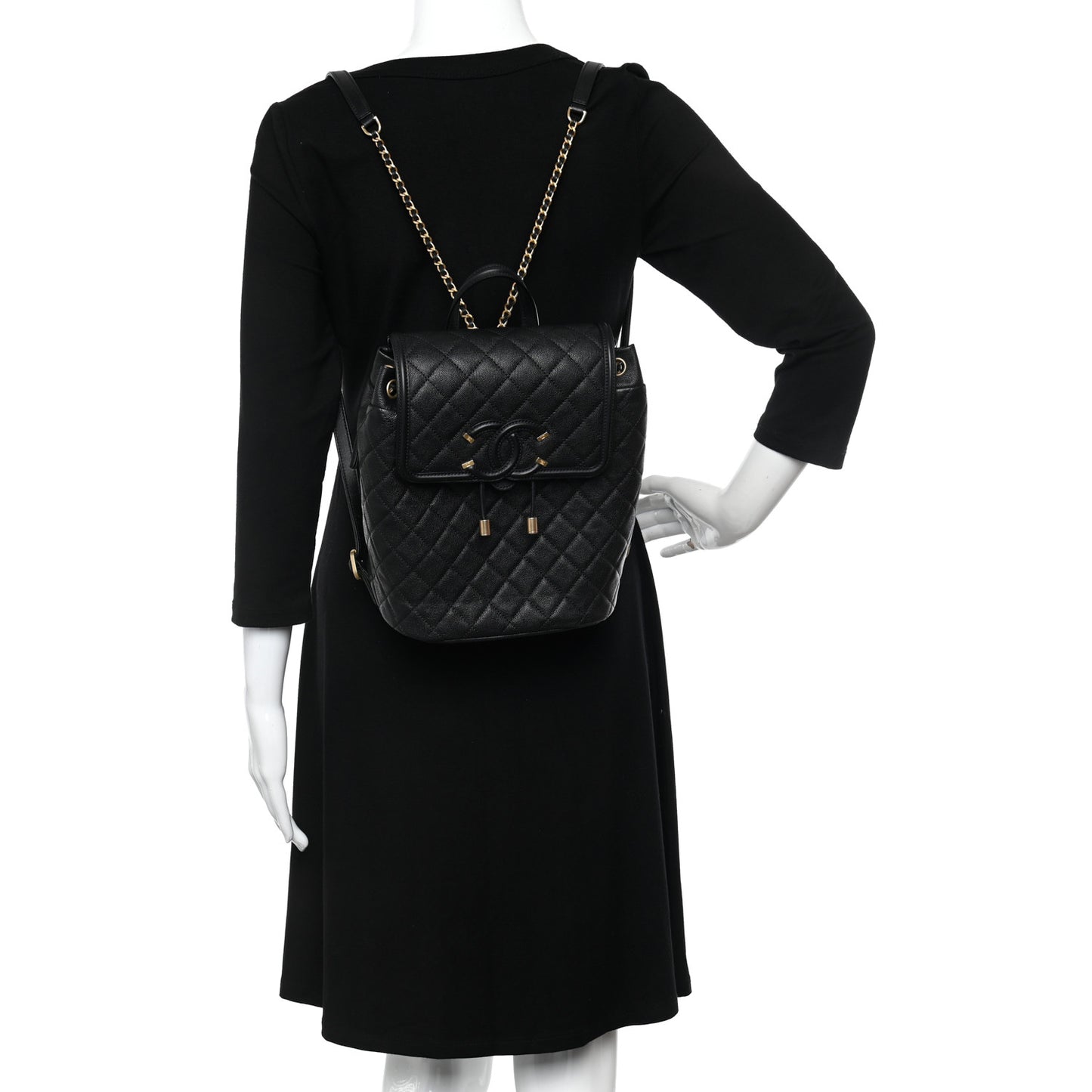 Caviar Quilted Filigree Backpack Black