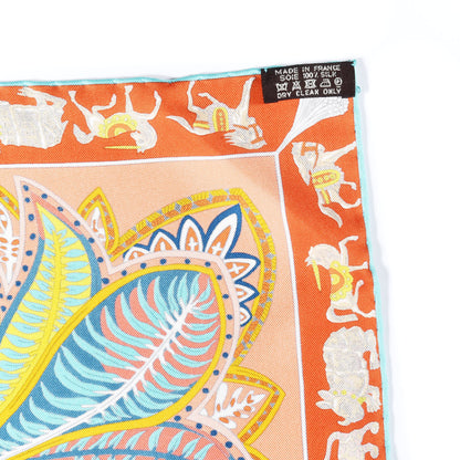 Hermes Silk Le Jardin De La Maharani Scarf 90 Saumon Orange Turquoise 2 of 4