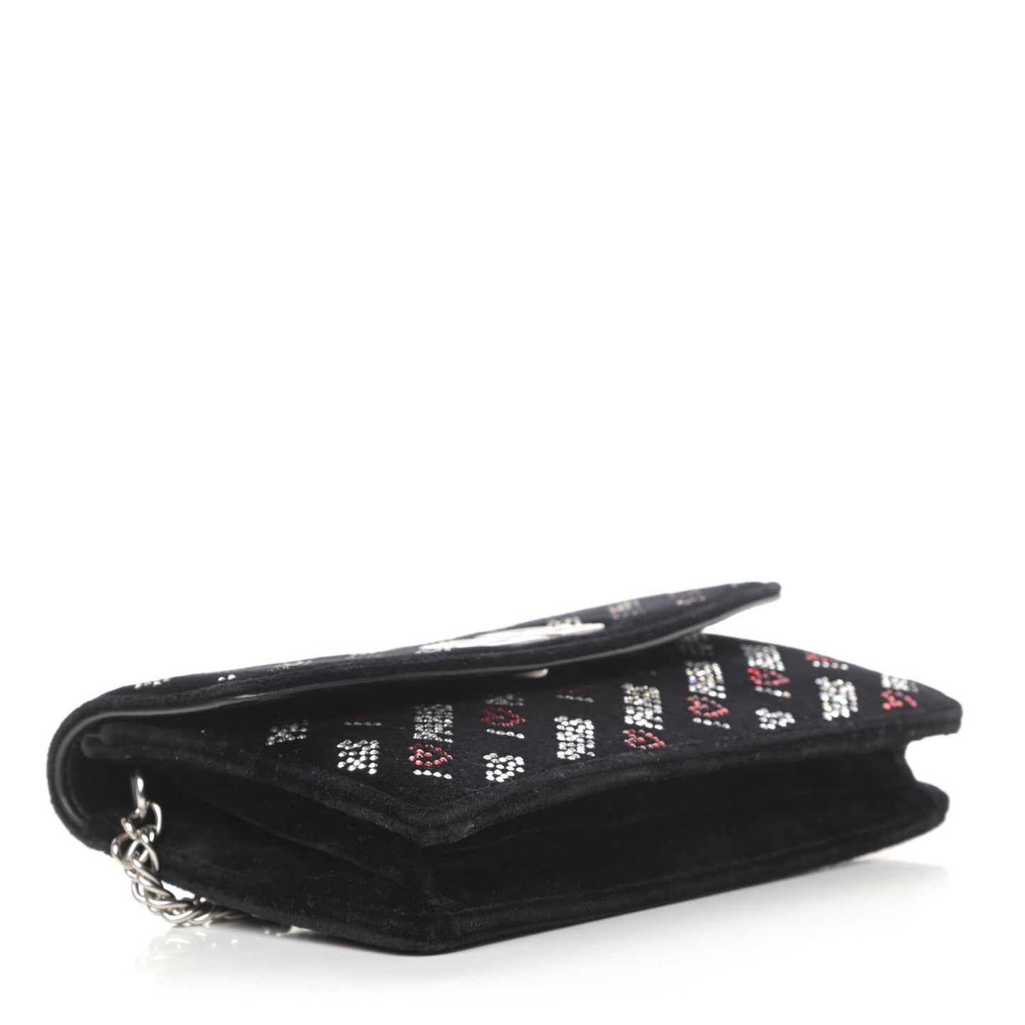 Velvet Crystal I Love Paris BB Wallet On Chain Black