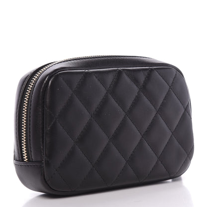 Chanel Lambskin Quilted Small Curvy Pouch Cosmetic Case Black 3 of 10