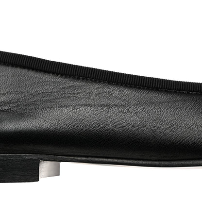 Chanel Lambskin Patent Cap Toe Ballerina Flats 37 Black 9 of 10