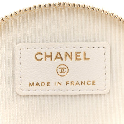 Chanel Lambskin Quilted Round Small Vanity Case With Chain White Black 6 of 10