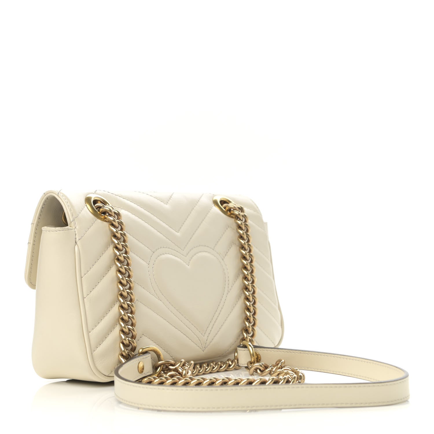 Gucci Calfskin Matelasse Mini GG Marmont Shoulder Bag White 2 of 11