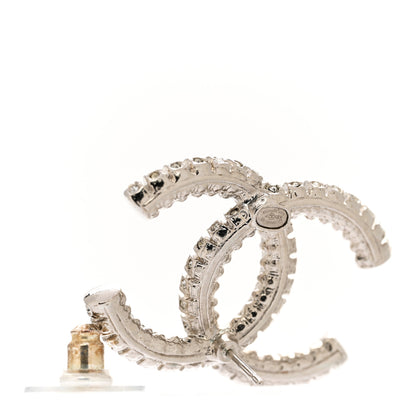 Chanel Crystal Large CC Earrings Silver 4 of 4