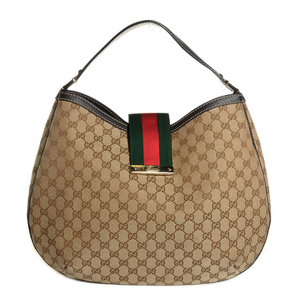 Gucci Monogram Large New Ladies Web Hobo Dark Brown 1 of 7