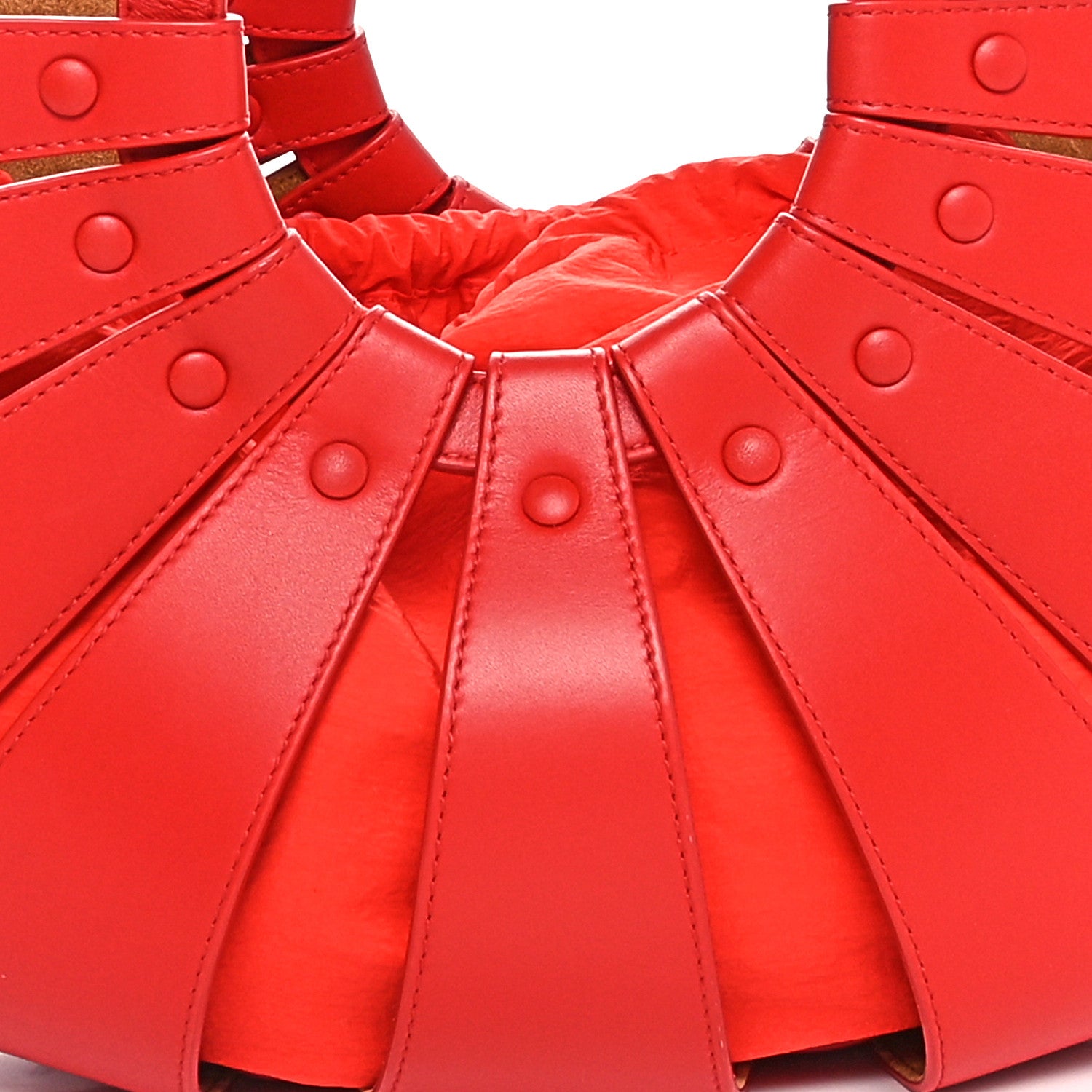 Bottega Veneta French Calfskin Shell Bag Chili Tomato 9 of 12