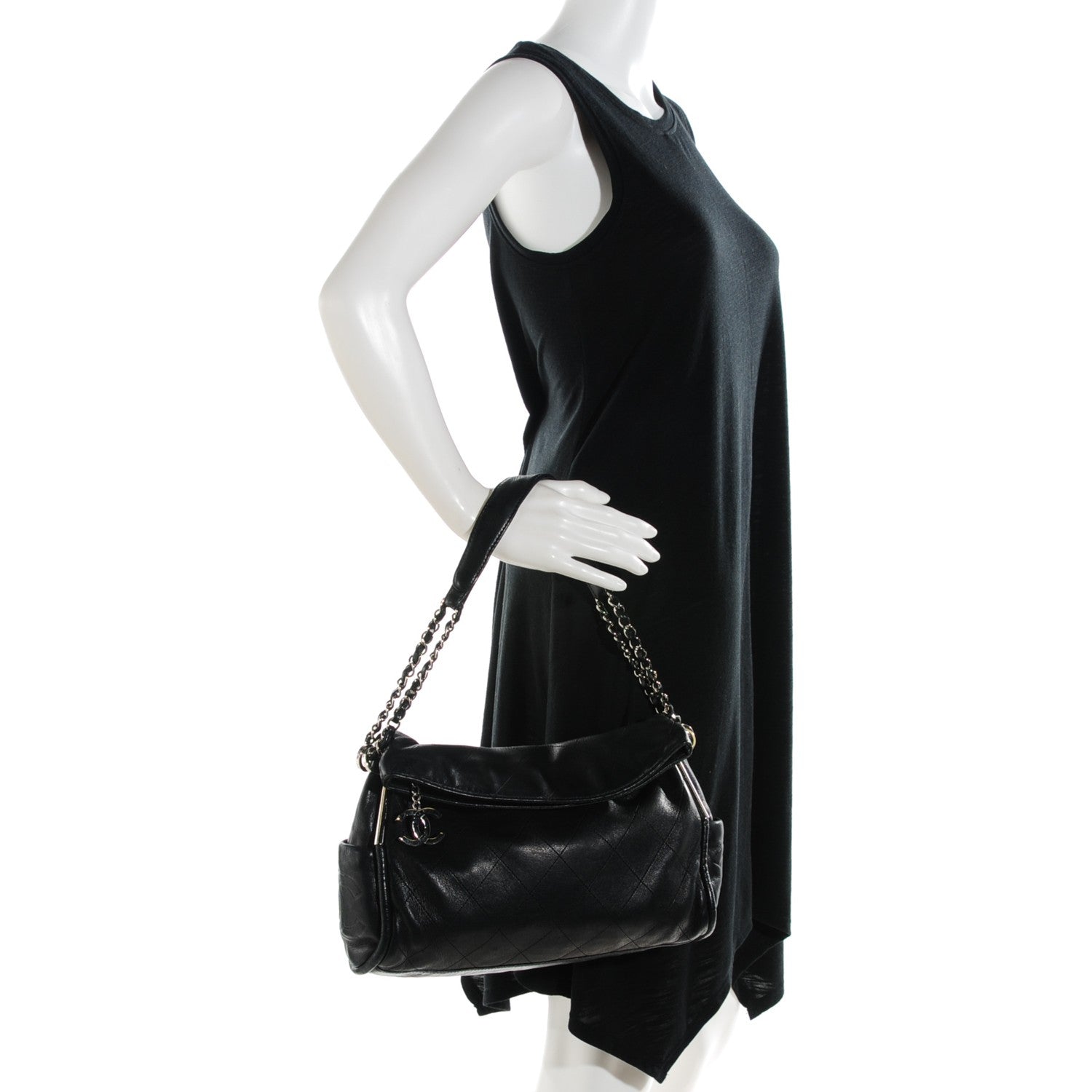 Chanel Lambskin Stitched Medium Ultimate Soft Tote Black 2 of 7