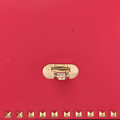 Valentino Garavani Vitello Rockstud Flip Lock Wristlet Clutch Deep Fuxia 9 of 11