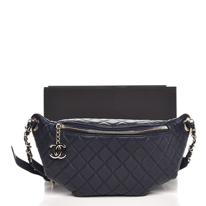 Chanel Calfskin Quilted Waist Bag Navy 8 of 8