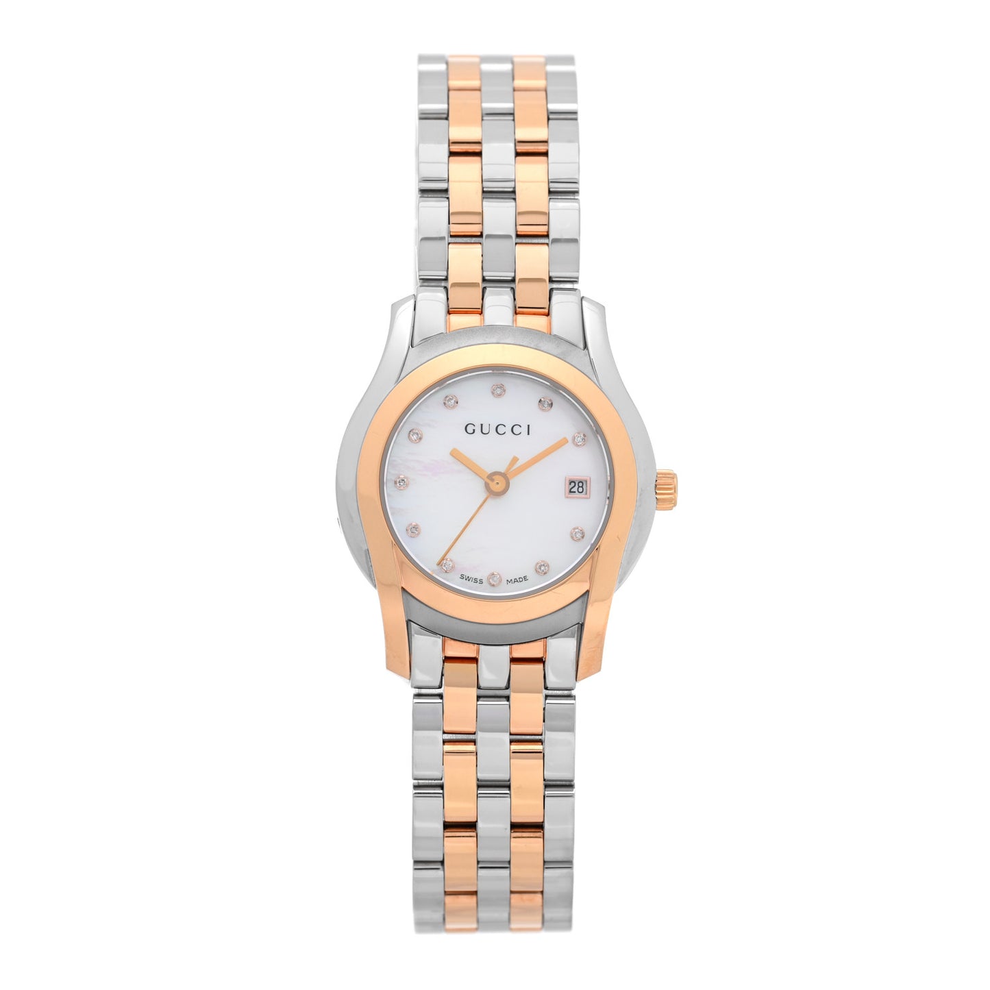 Stainless Steel Diamond Pink Mother of Pearl 27mm 5500L Two Tone Quartz Watch