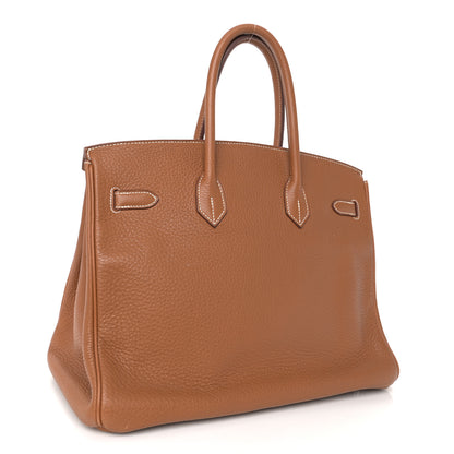 Hermes Taurillon Clemence Birkin 35 Gold 3 of 17