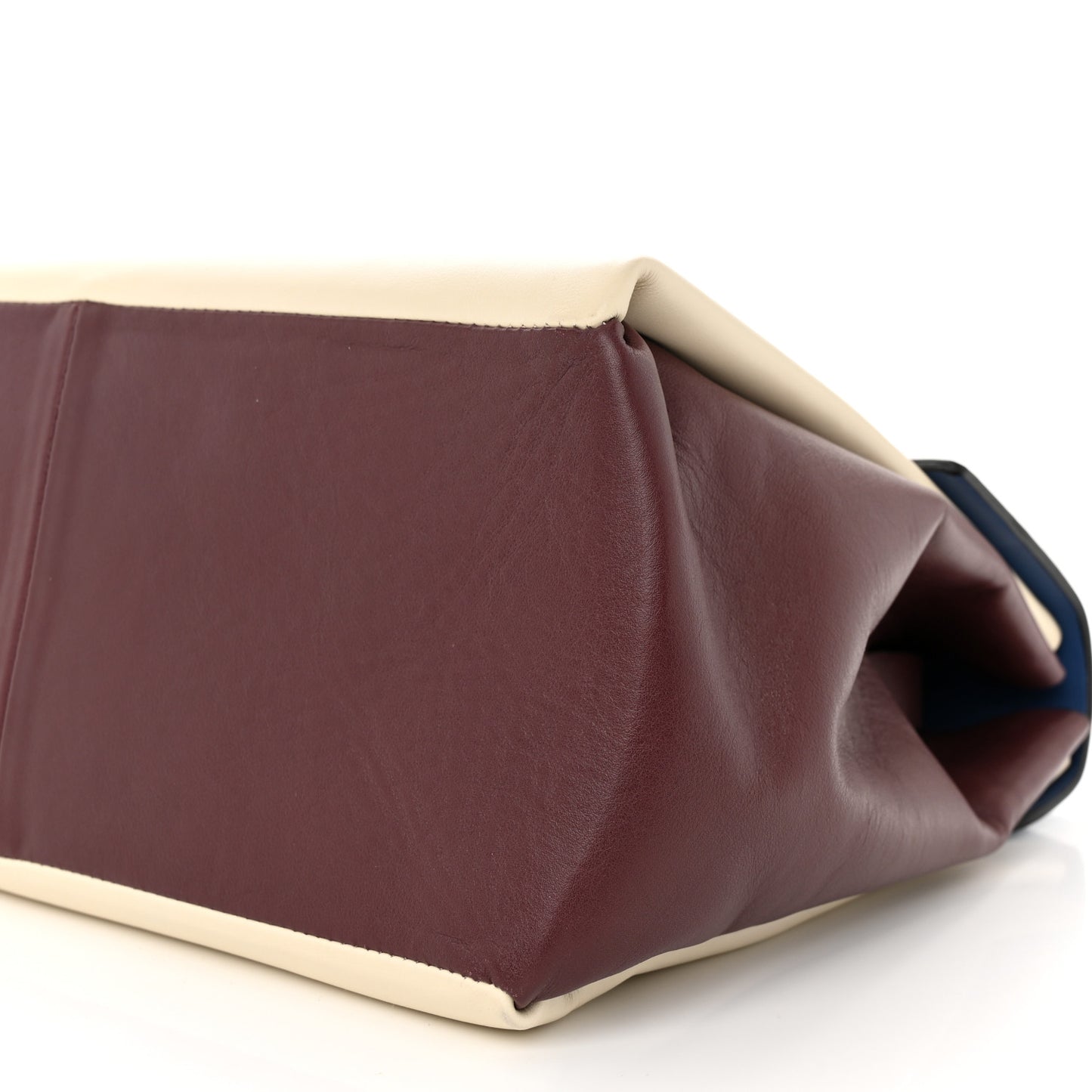 Calfskin Colorblock Mime Single Handle Bag Ruby Marine