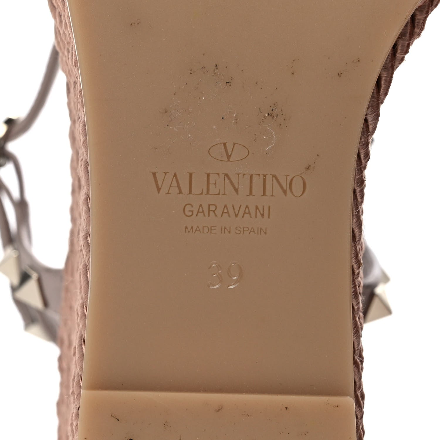 Valentino Garavani Calfskin Rockstud Ankle Strap Torchon Espadrille 25/115mm Wedge Sandals 39 Poudre 6 of 10
