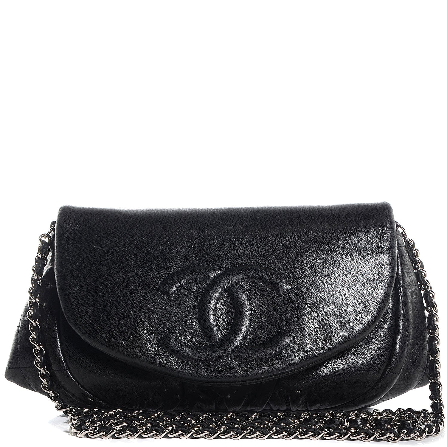 Chanel Lambskin Half Moon Wallet On Chain WOC Black 1 of 8
