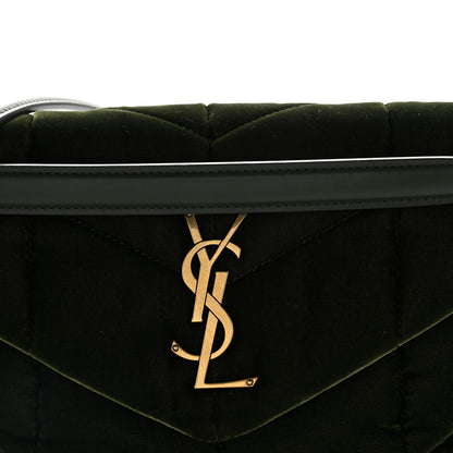 Saint Laurent Velvet Quilted Small Loulou Puffer Monogram Chain Satchel Kaki Musk 7 of 9