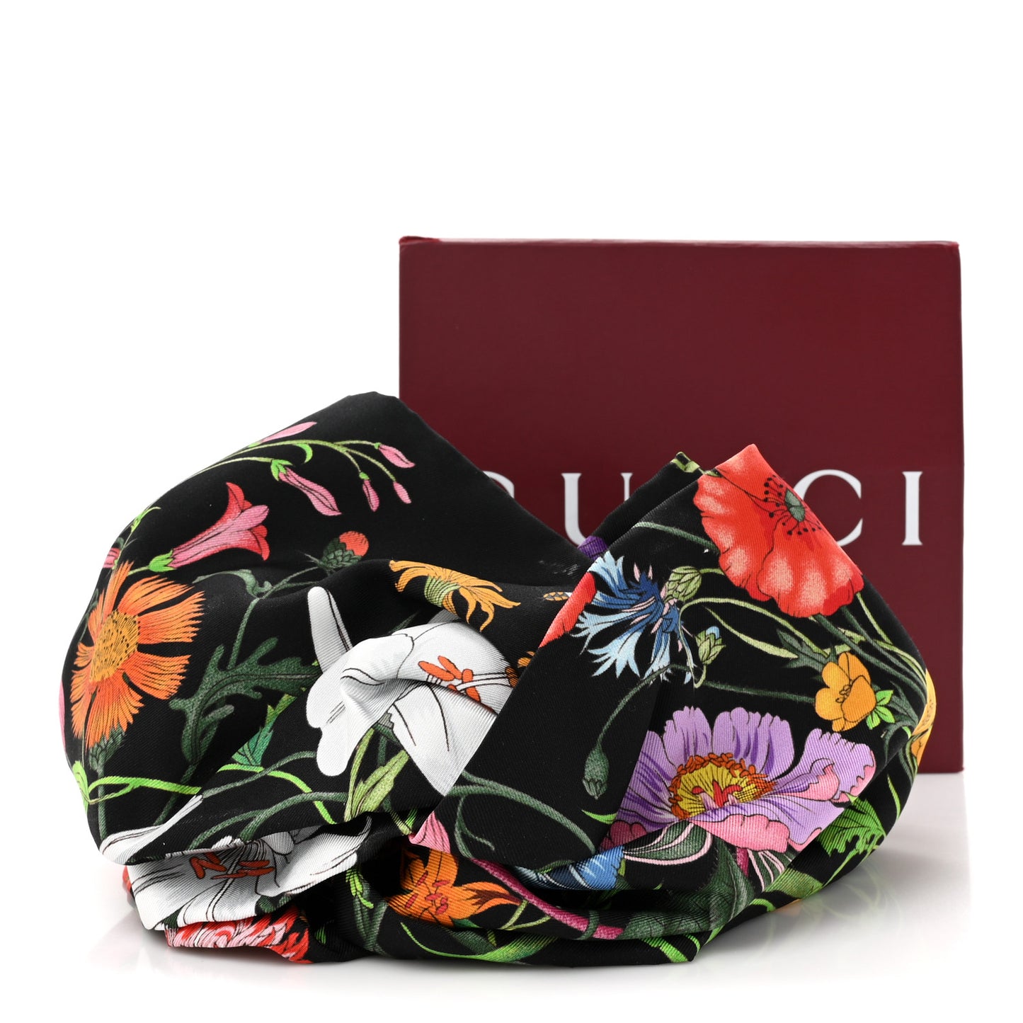 Silk Monogram Flora Print Headband M Black