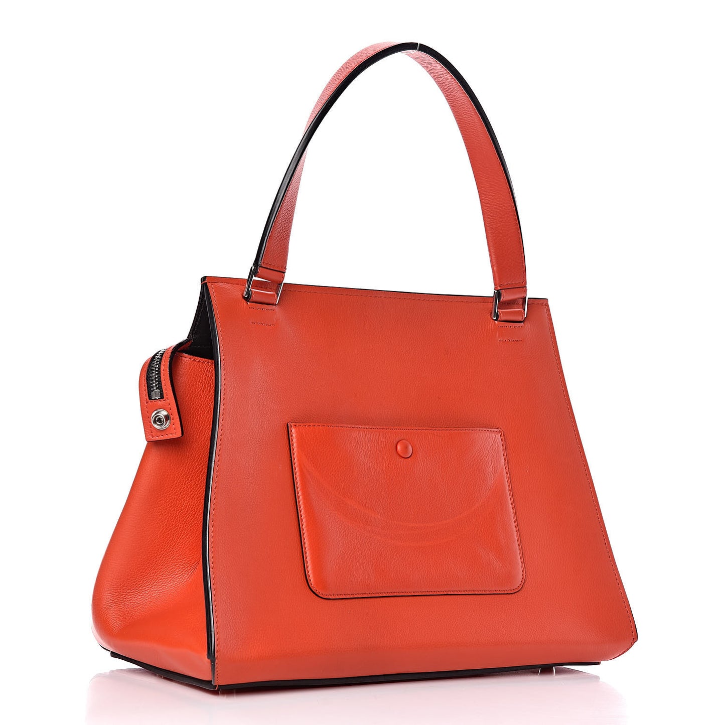 Grained Calfskin Medium Edge Shoulder Bag Vermillion
