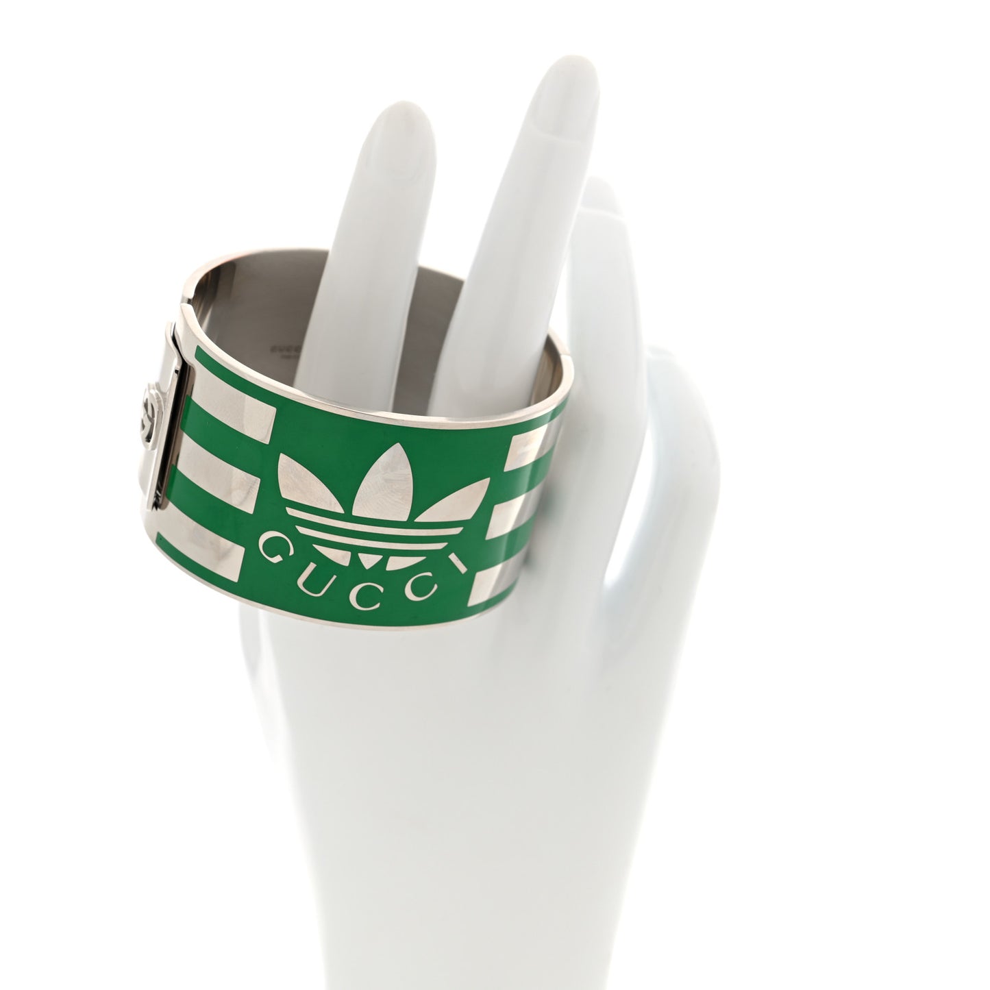 X ADIDAS Metal Enamel Cuff Bracelet S Silver Green