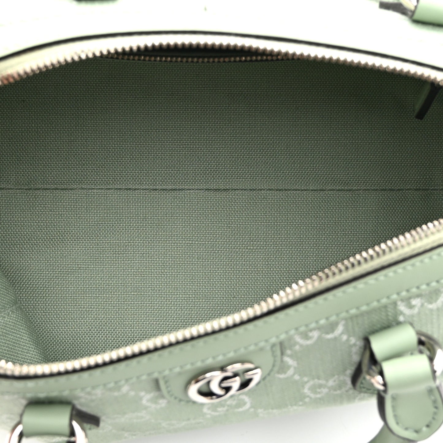 Summer Denim Calfskin GG Monogram Small Ophidia Top Handle Bag Pale Green
