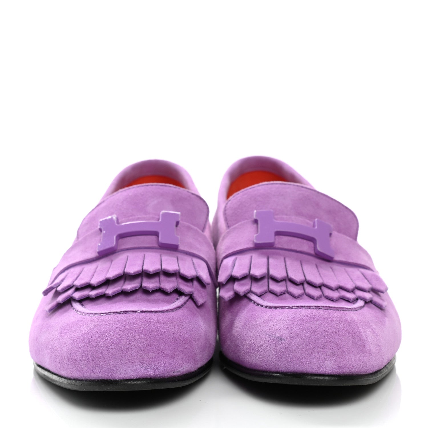 Hermes Suede Goatskin Womens Royal Loafers 39 Violet Parme 2 of 10