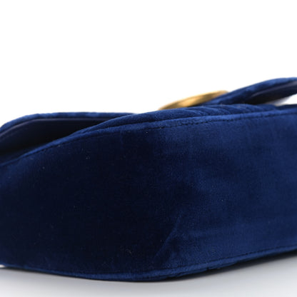 Gucci Velvet Matelasse Small GG Marmont Shoulder Bag Cobalt Blue 8 of 10
