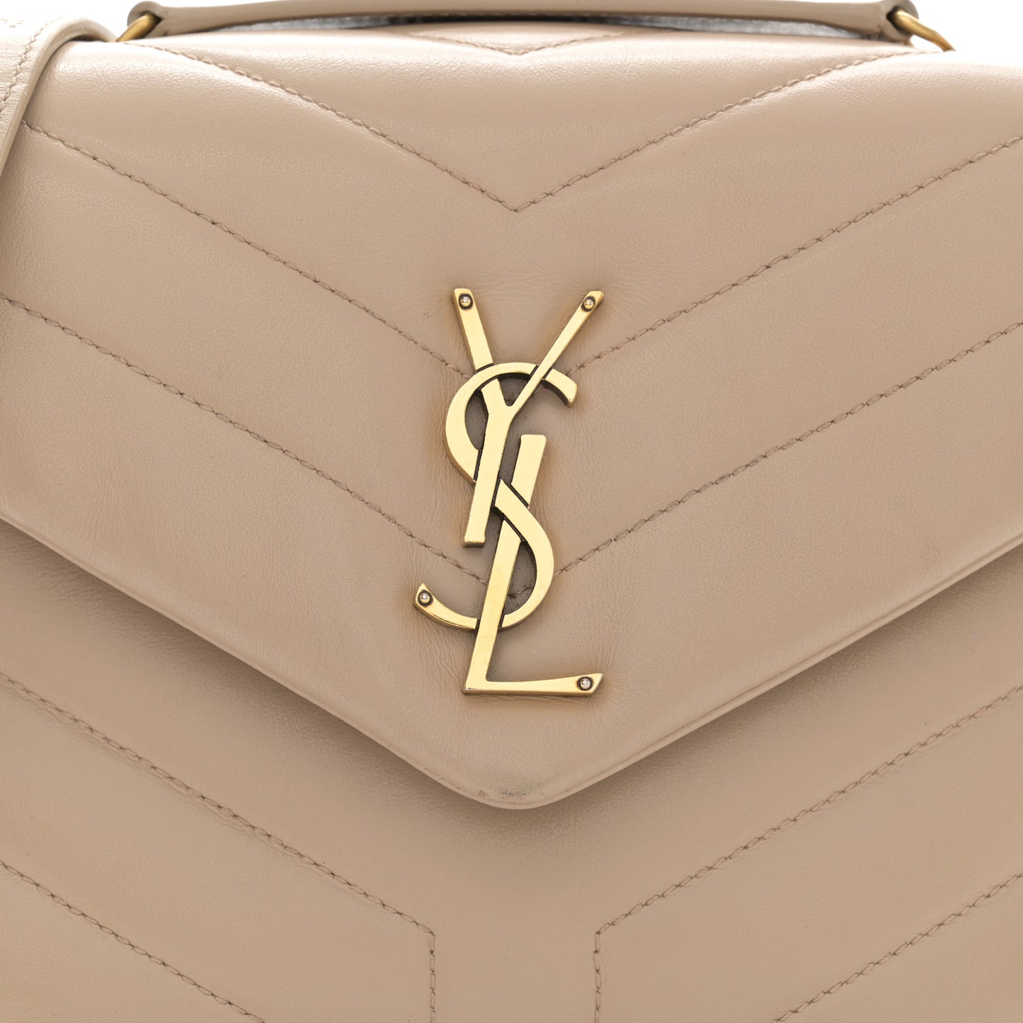 Calfskin Y Quilted Monogram Small Loulou Chain Satchel Dark Beige