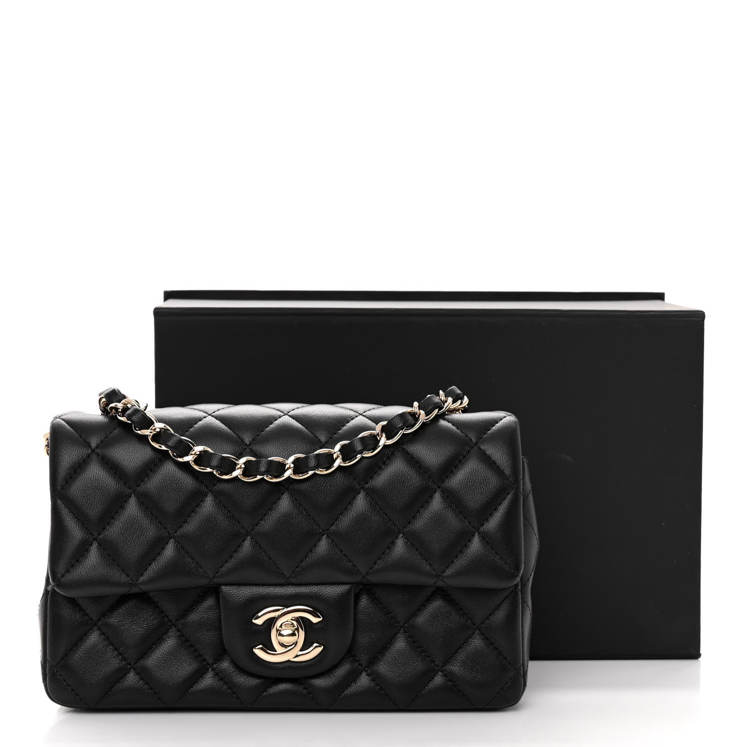Chanel Lambskin Quilted Mini Rectangular Flap Black 3 of 11