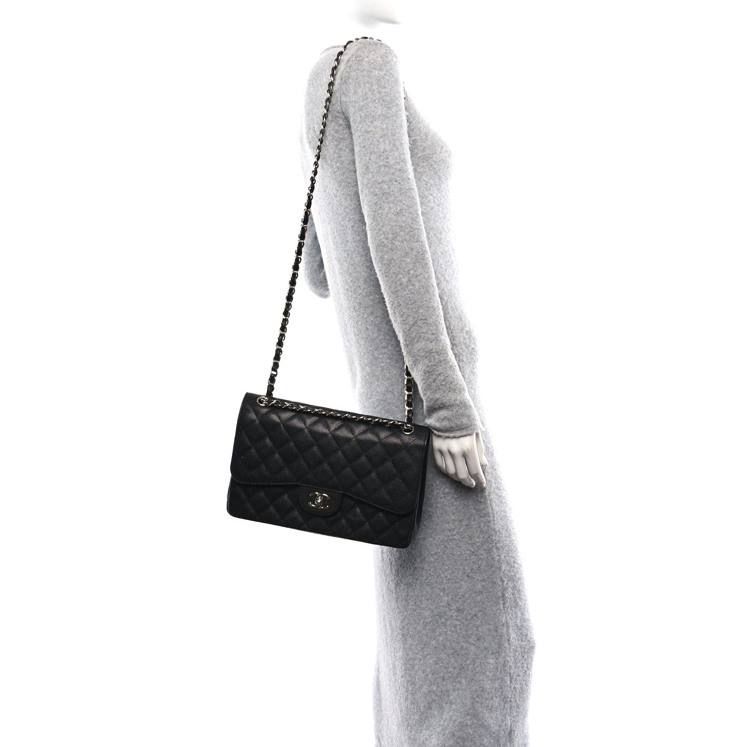 Chanel Caviar Quilted Jumbo Double Flap Black 2 of 10