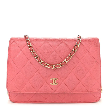 Chanel Caviar Quilted Wallet on Chain WOC Pink 1 of 13
