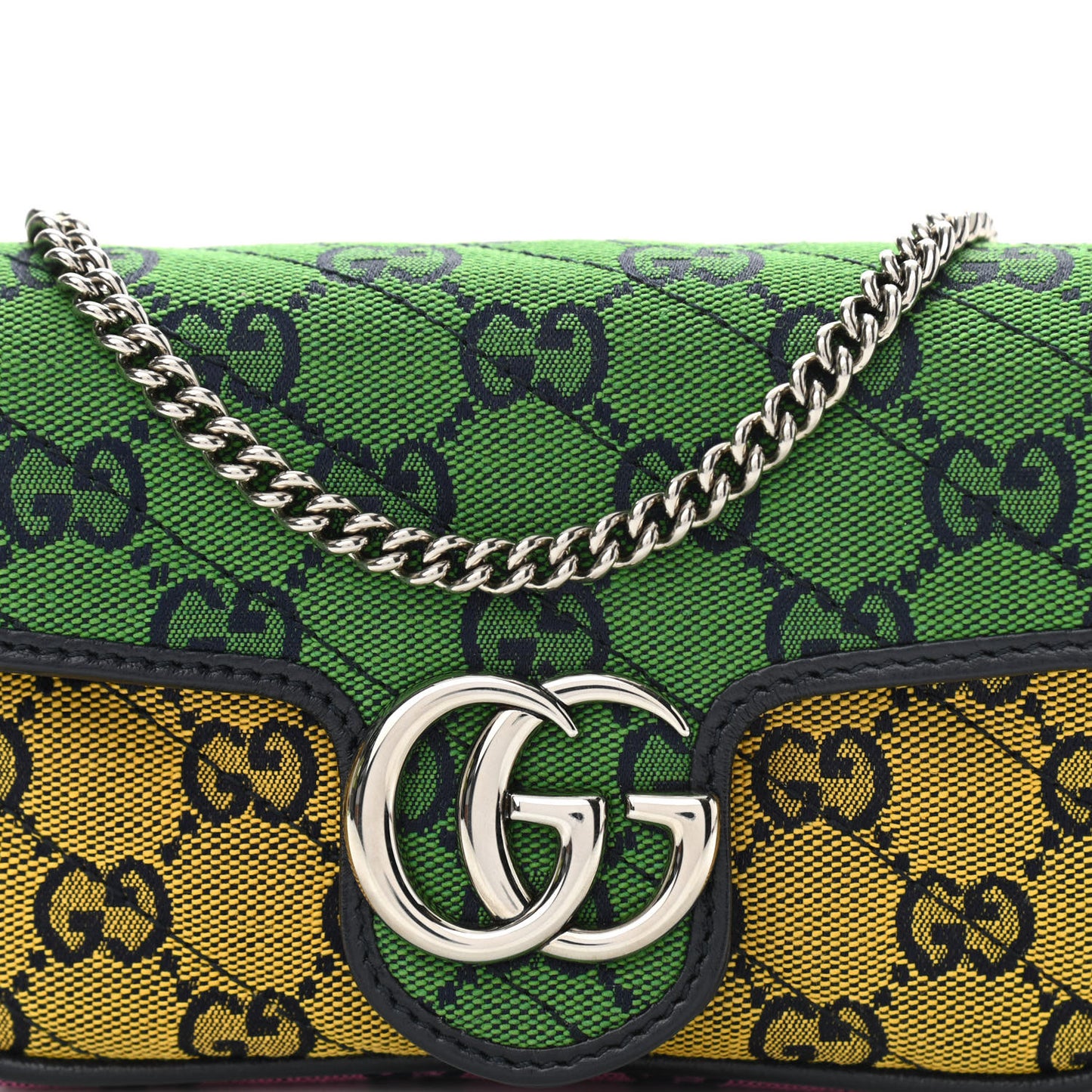 Monogram Multicolor Matelasse Diagonal Super Mini GG Marmont Shoulder Bag Green Blue Yellow Light Blue Pink