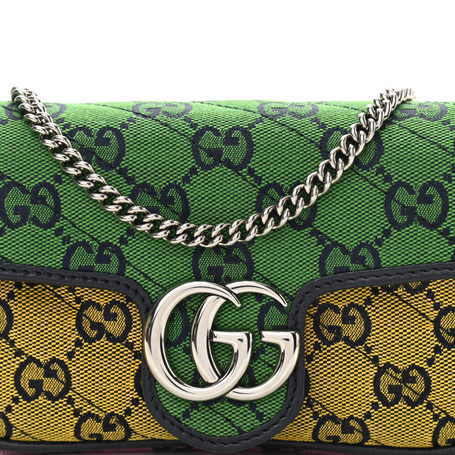 Gucci Monogram Multicolor Matelasse Diagonal Super Mini GG Marmont Shoulder Bag Green Blue Yellow Light Blue Pink 8 of 11