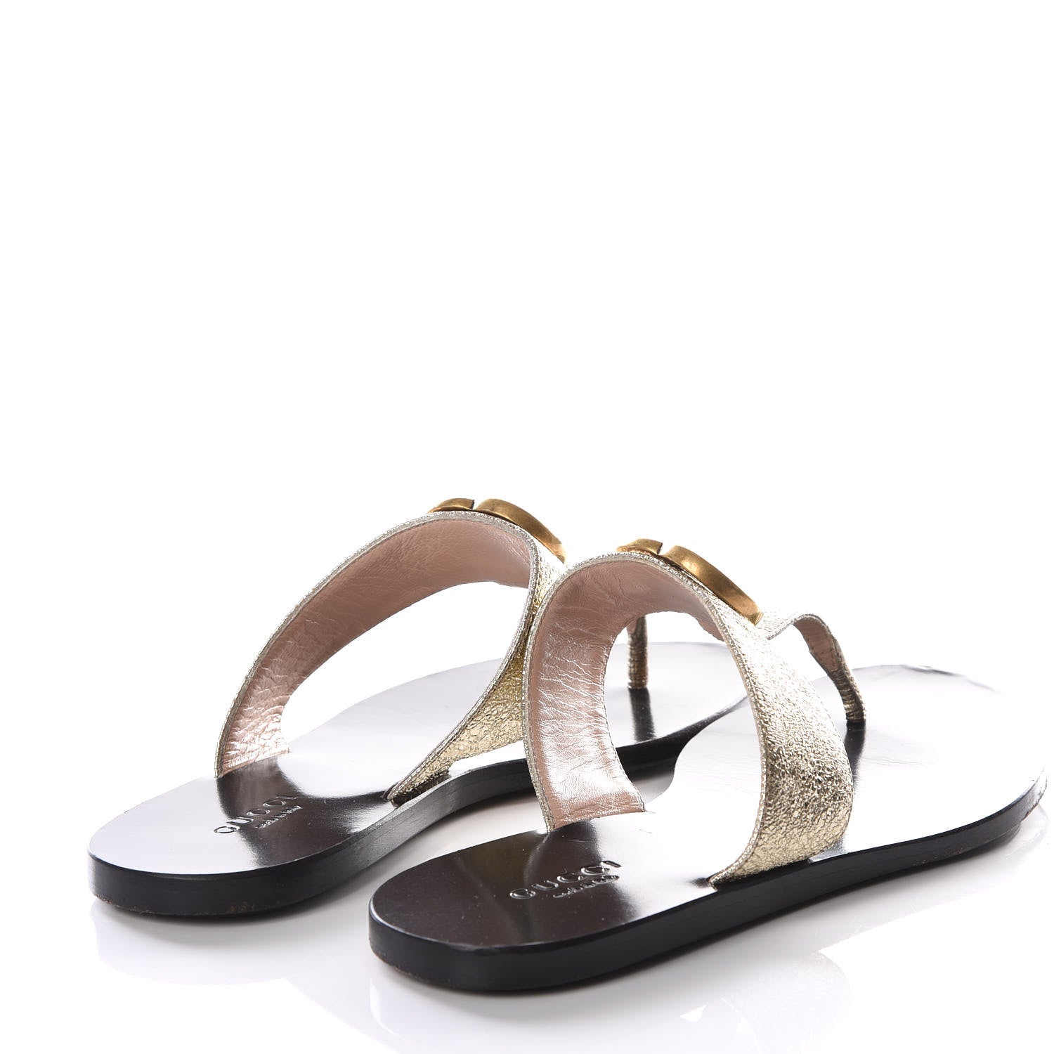 Gucci Nappa Silk Galassia GG Marmont Thong Flat Sandals 35 Platino 4 of 8