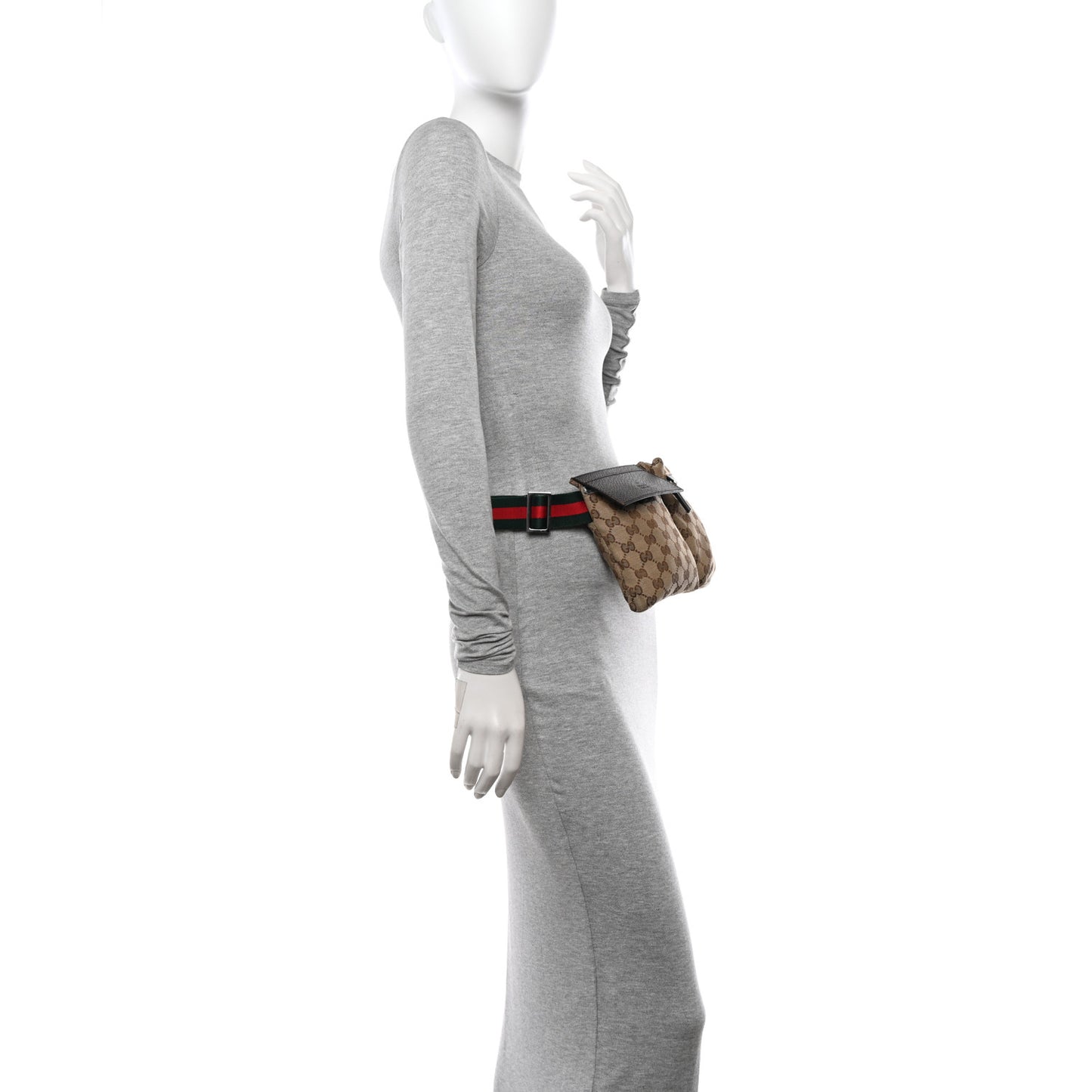 GG Monogram Double Pocket Belt Bag Dark Brown