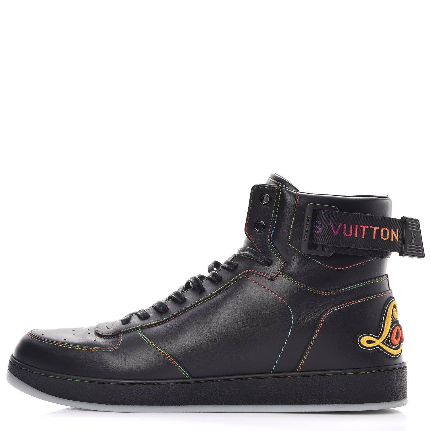 Louis Vuitton Calfskin Rivoli High Top Sneakers 8.5 Black Multicolor 1 of 12