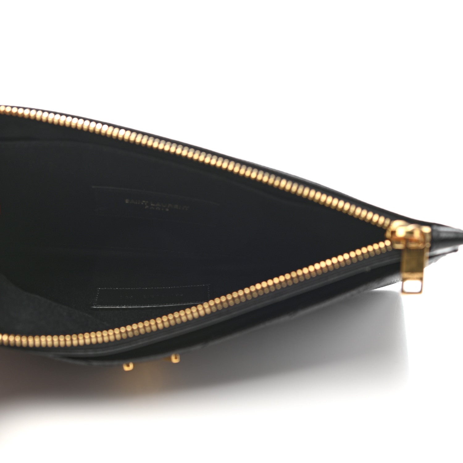 Saint Laurent Grain De Poudre Chevron Monogram Large Bill Pouch Black 5 of 7