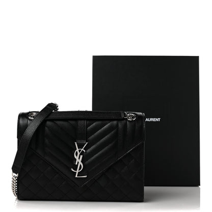 Saint Laurent Grain De Poudre Textured Mixed Matelasse Triquilt Medium Monogram Satchel Black 8 of 8