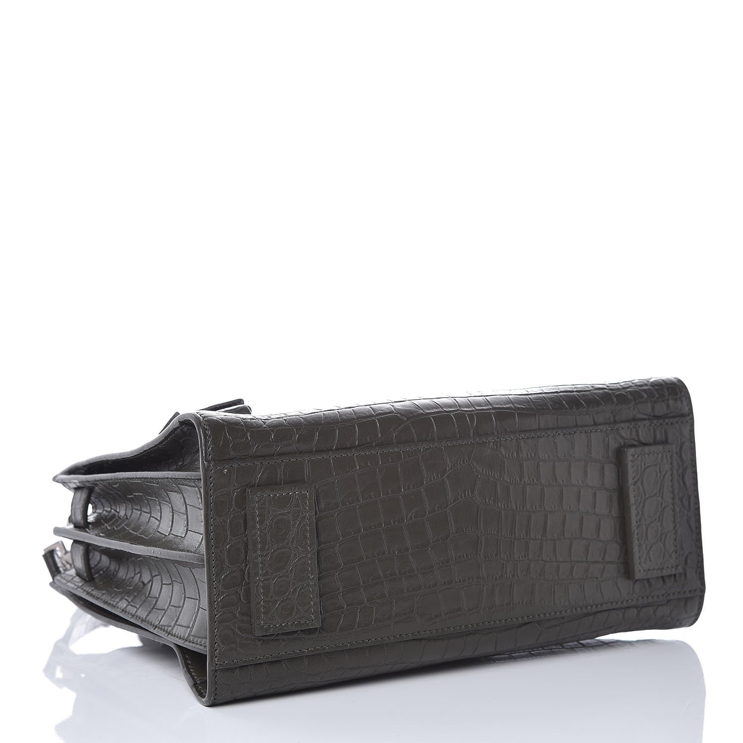 Saint Laurent Calfskin Crocodile Embossed Baby Supple Sac De Jour Dark Leaf 4 of 8