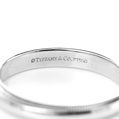 Tiffany Platinum 3mm Classic Milgrain Wedding Band Ring 58 8.25 4 of 5
