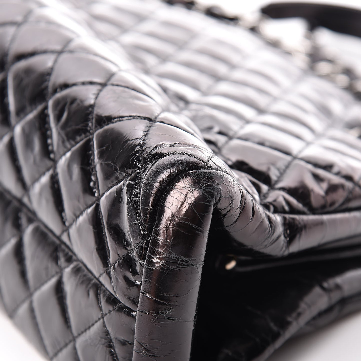 Glazed Calfskin Quilted Medium Just Mademoiselle Black